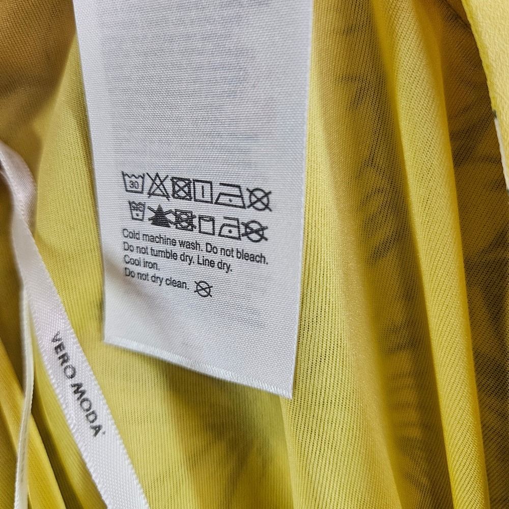 Vero Moda VMSatina Pants Yellow Floral Wide Leg Side Stripe New Size M‎ - Picture 9 of 15